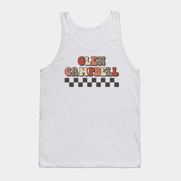 Glen Campbell Checkered Retro Groovy Style Tank Top by Time Travel Style